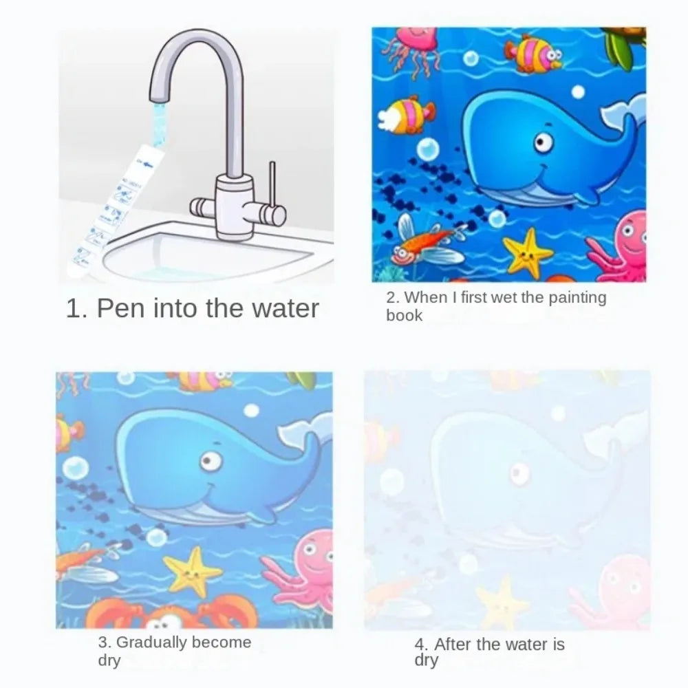 Cartoon Children Magic Book Animal Reusable Water Drawing Books DIY Coloring Books Education and Learning
