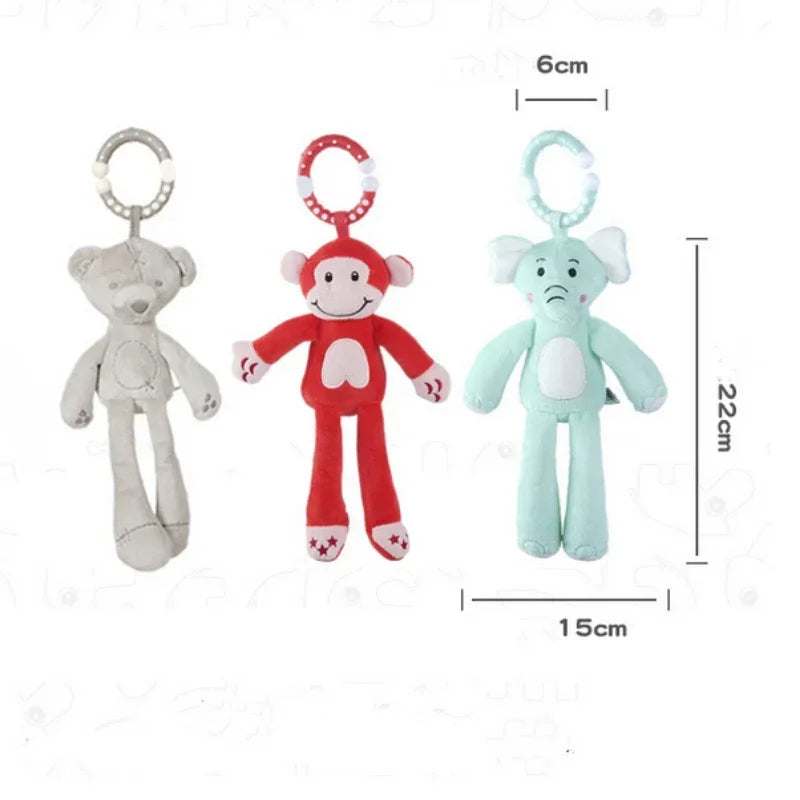 New Baby Rattles Mobiles Infant Toddler Toys Stroller Bed Hanging Rabbit Elephant Crib Hanging Bell Plush Toys for 0-12 Months