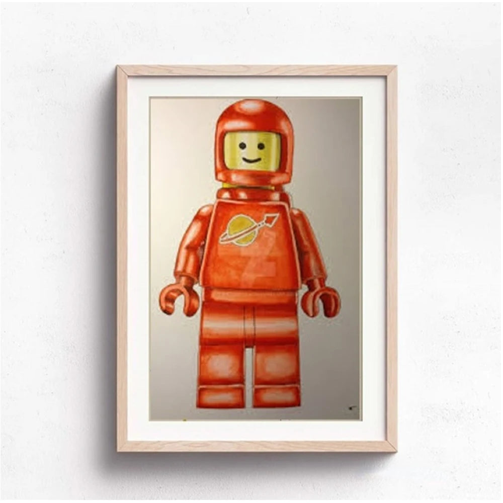 Abstract Funny Mona Lisa Legos Poster And Prints Cartoon Famous Painting Canvas Wall Art For Living Kids Room Home Decoration