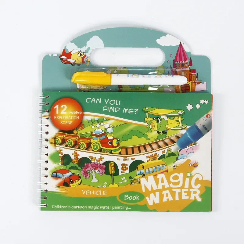 Magic Water Drawing Book - Reusable Montessori Toddler Toy, Mess-Free Painting for Early Education