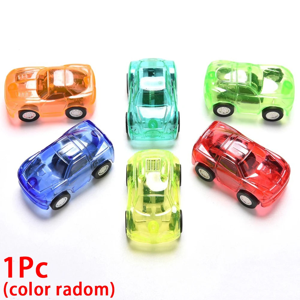 1/5Pcs Creative Mini Car Boys Kid Plastic Transparent Pull Back Car Truck Toys Vehicl Favor Party Educational Birthday Gifts