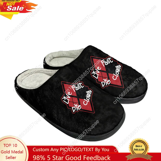 Live Fast Die Clown Cotton Slippers Home Shoes Mens Womens Soft Sandals Plush Casual Keep Warm Shoe Custom Made Slipper