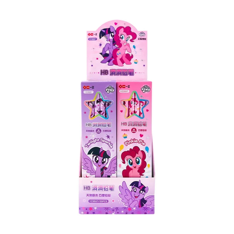 12pcs/box My Little Pony 2B Hole Pencil Kawaii Children Twilight Sparkle Applejack Pinkie Pie Student Wooden Pencil Stationery