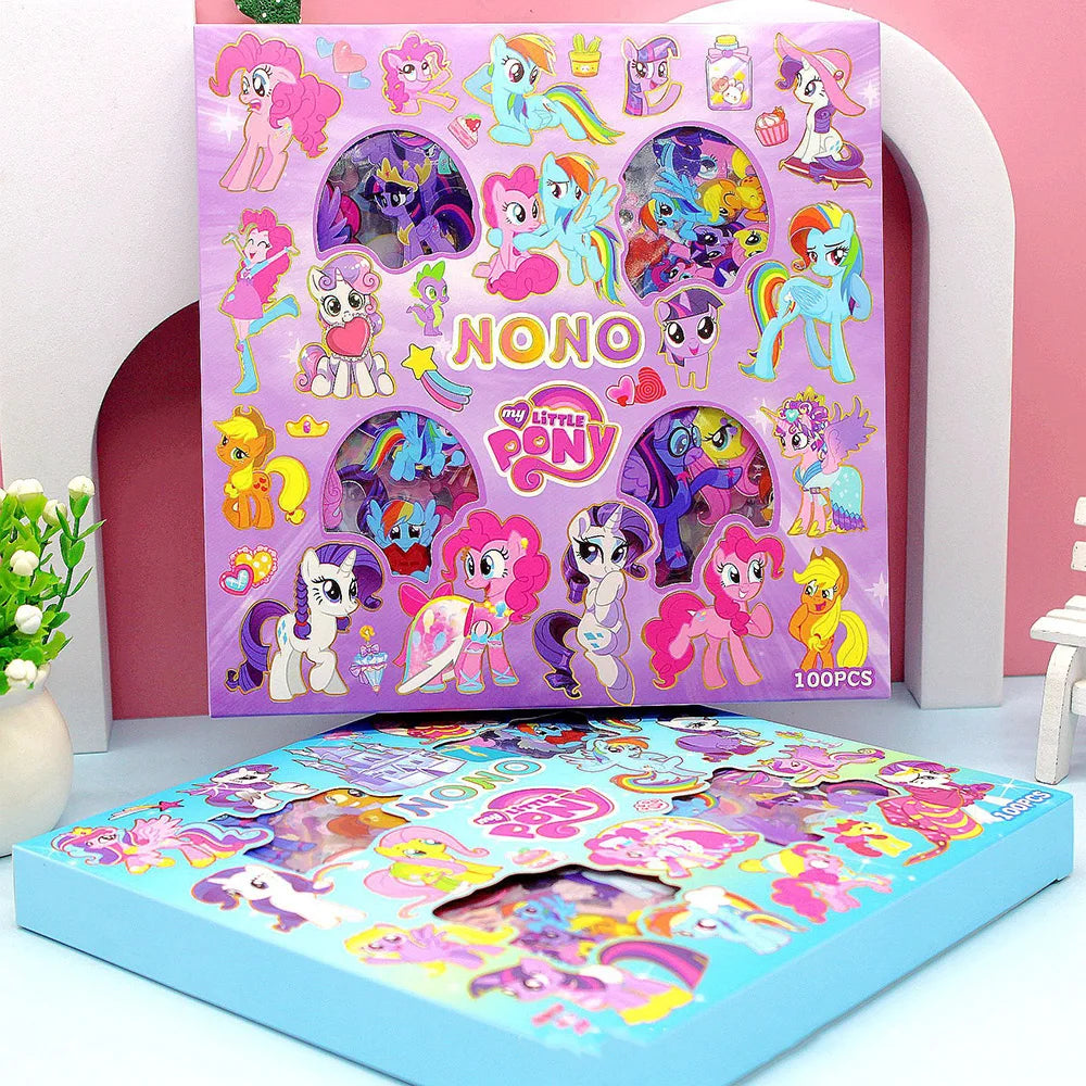 100PCS My Little Pony Kawaii Toy Sticker Transparent Anime Applique Notebook Skateboard DIY Decoration Christmas Gift For Friend