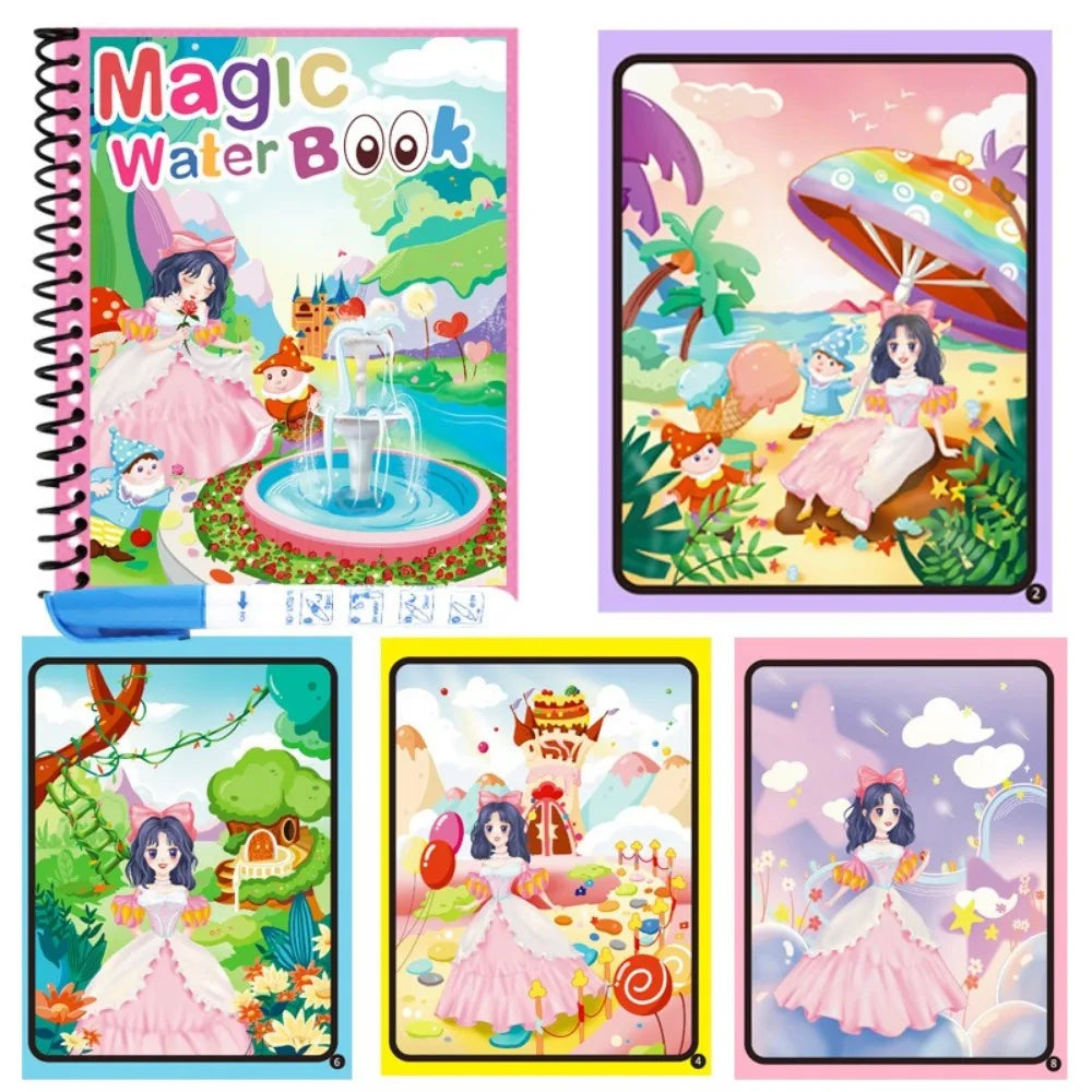 Cartoon Children Magic Book Animal Reusable Water Drawing Books DIY Coloring Books Education and Learning