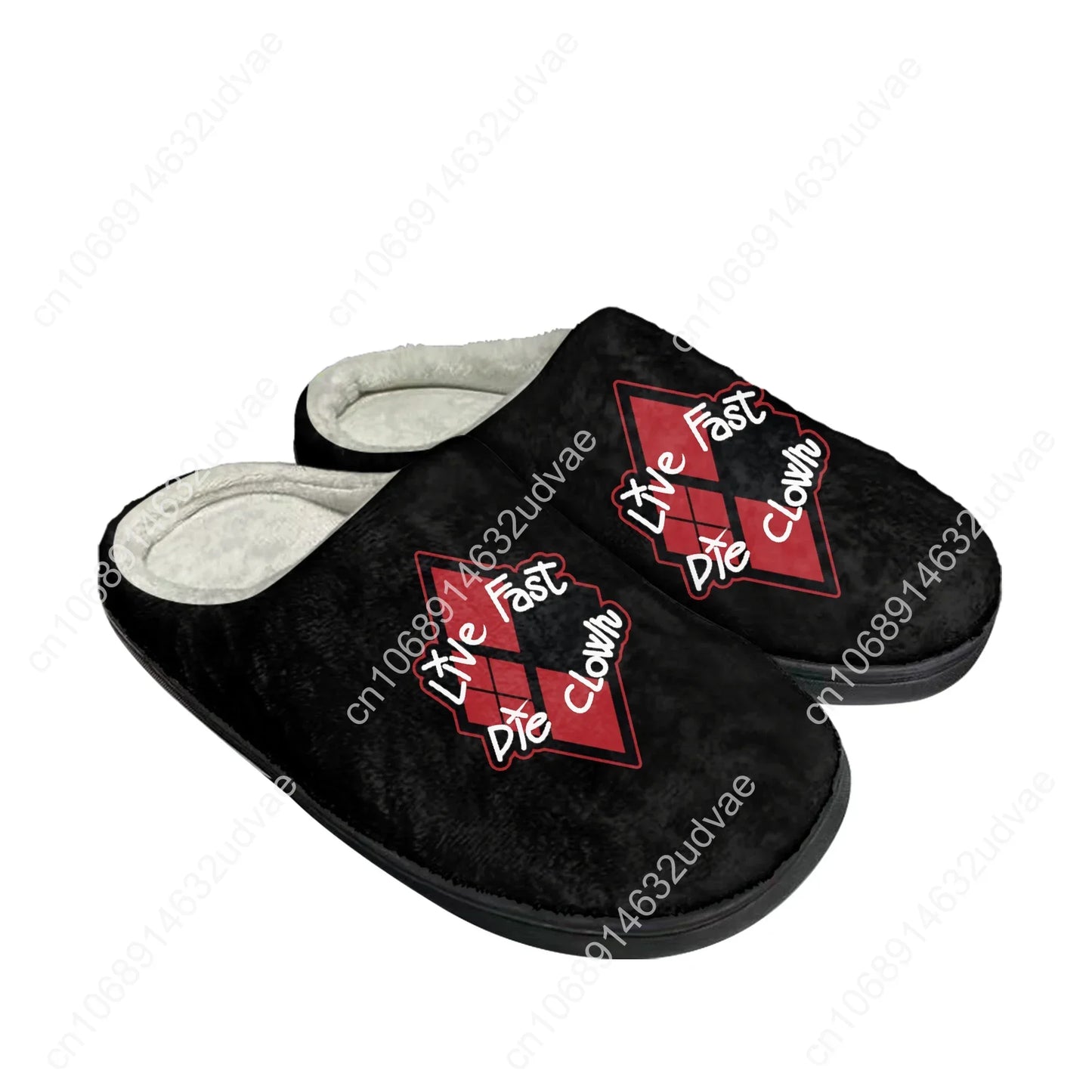 Live Fast Die Clown Cotton Slippers Home Shoes Mens Womens Soft Sandals Plush Casual Keep Warm Shoe Custom Made Slipper