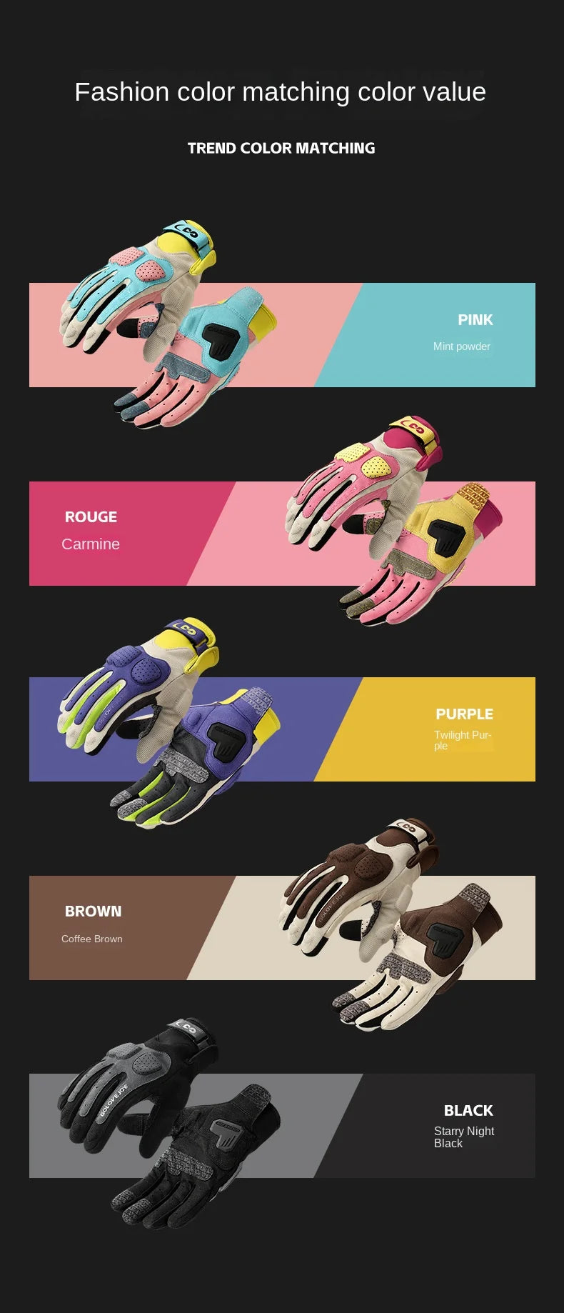 Summer Breathable Motorcycle Gloves Touch Screen Men Women MTB Bike Gloves Macaron Color Motorbike Riding Bicycle Gloves
