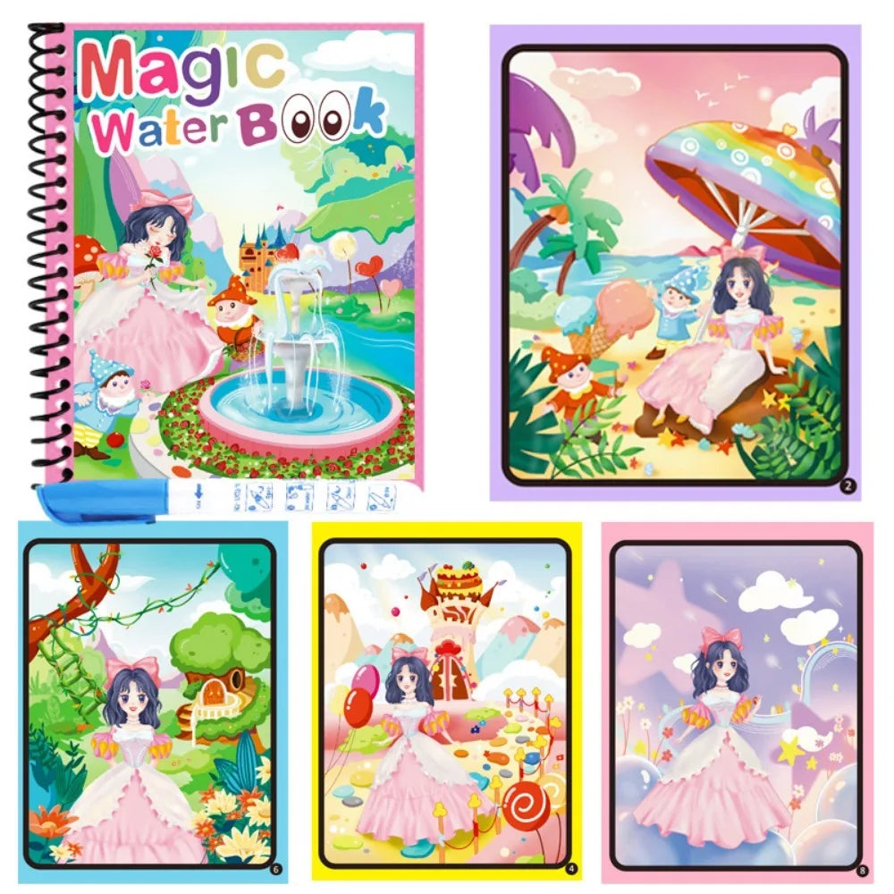 Cartoon Children Magic Book Animal Reusable Water Drawing Books DIY Coloring Books Education and Learning