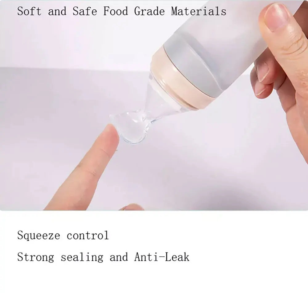 Infant Baby Squeezing Feeding Bottle Baby Silicone Baby Feeding Spoon Vegetable Fruit Feeding Spoon Rice Cereal Bottle Baby Dish