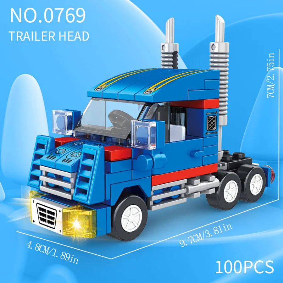 Small particle building block city vehicle model, school bus, fire truck, ambulance, business car, holiday gift for friends