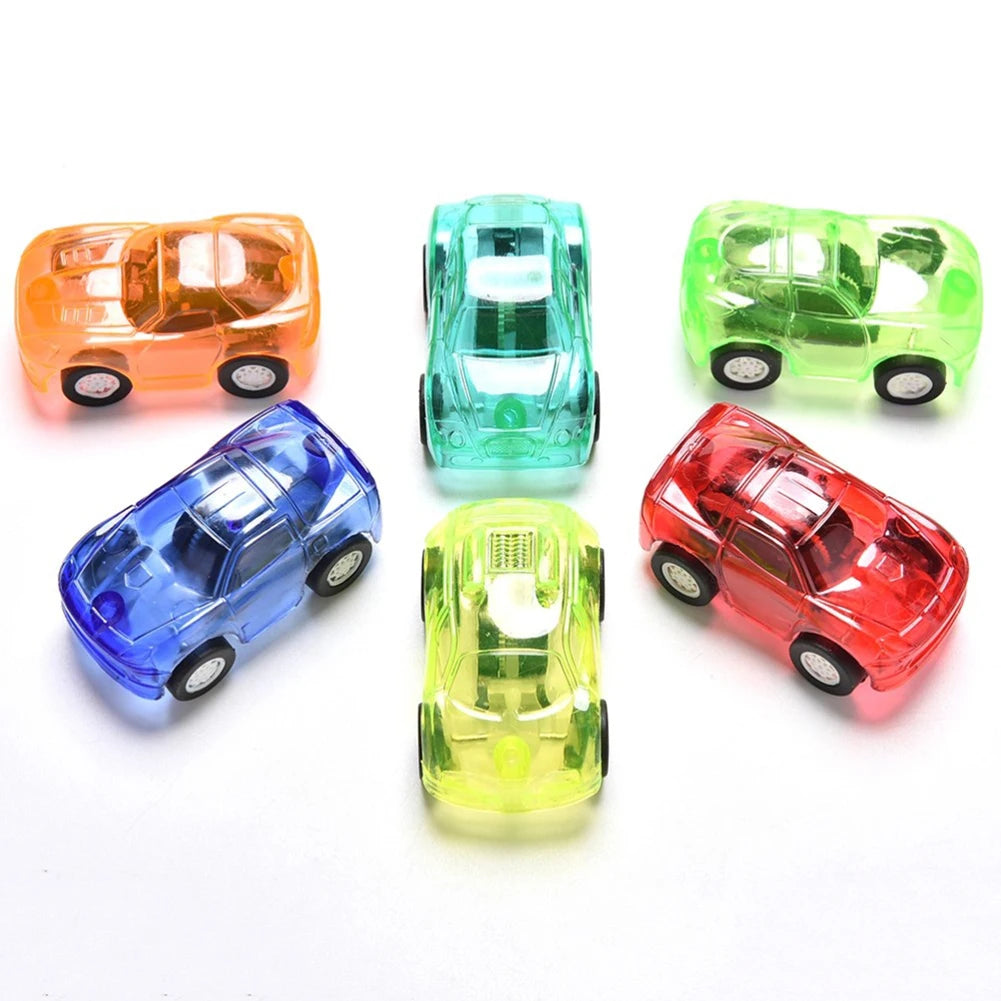 1/5Pcs Creative Mini Car Boys Kid Plastic Transparent Pull Back Car Truck Toys Vehicl Favor Party Educational Birthday Gifts