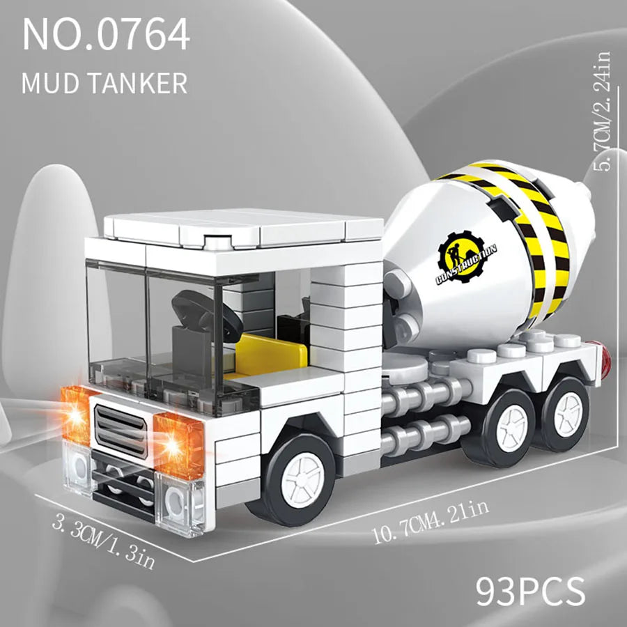 Small particle building block city vehicle model, school bus, fire truck, ambulance, business car, holiday gift for friends