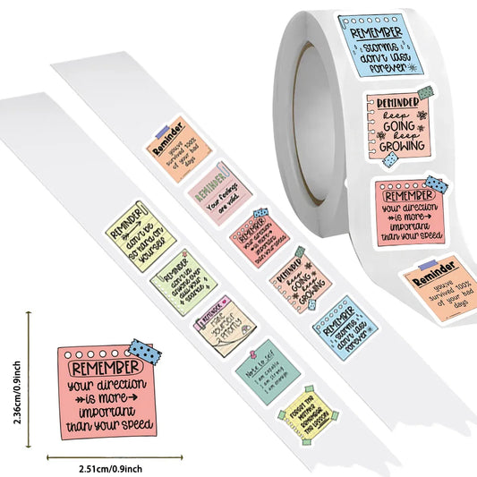 500PCS Motivational Stickers Roll 10 Unique Designs Funny Inspirational Quote Labels for Kids Students Teachers Office