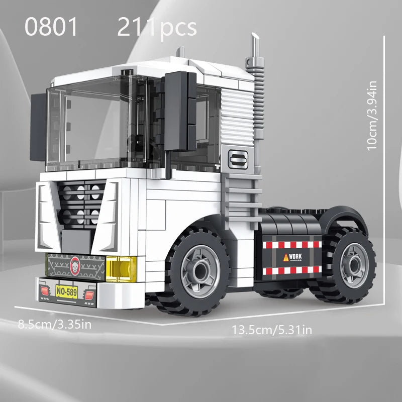 Small particle building block city vehicle model, school bus, fire truck, ambulance, business car, holiday gift for friends