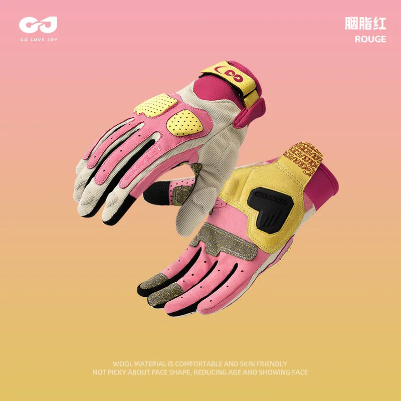 Summer Breathable Motorcycle Gloves Touch Screen Men Women MTB Bike Gloves Macaron Color Motorbike Riding Bicycle Gloves