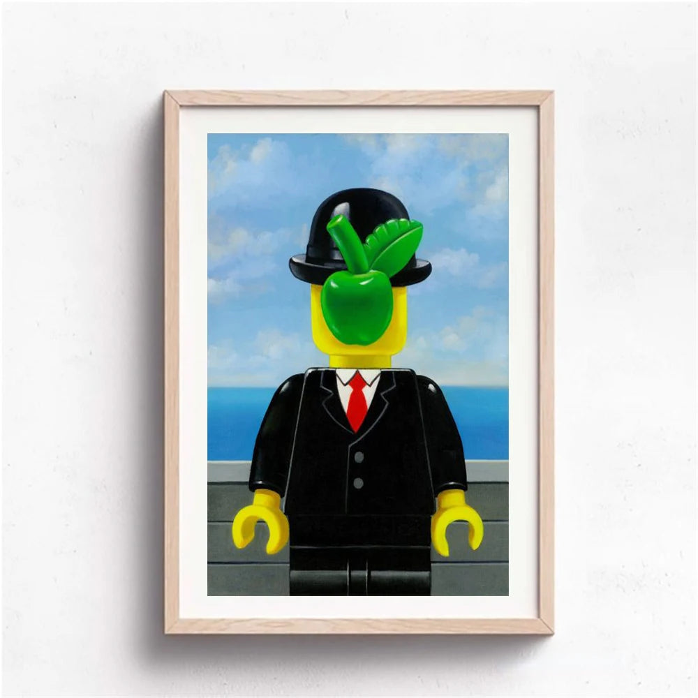 Abstract Funny Mona Lisa Legos Poster And Prints Cartoon Famous Painting Canvas Wall Art For Living Kids Room Home Decoration
