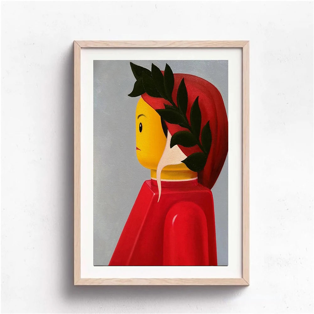Abstract Funny Mona Lisa Legos Poster And Prints Cartoon Famous Painting Canvas Wall Art For Living Kids Room Home Decoration