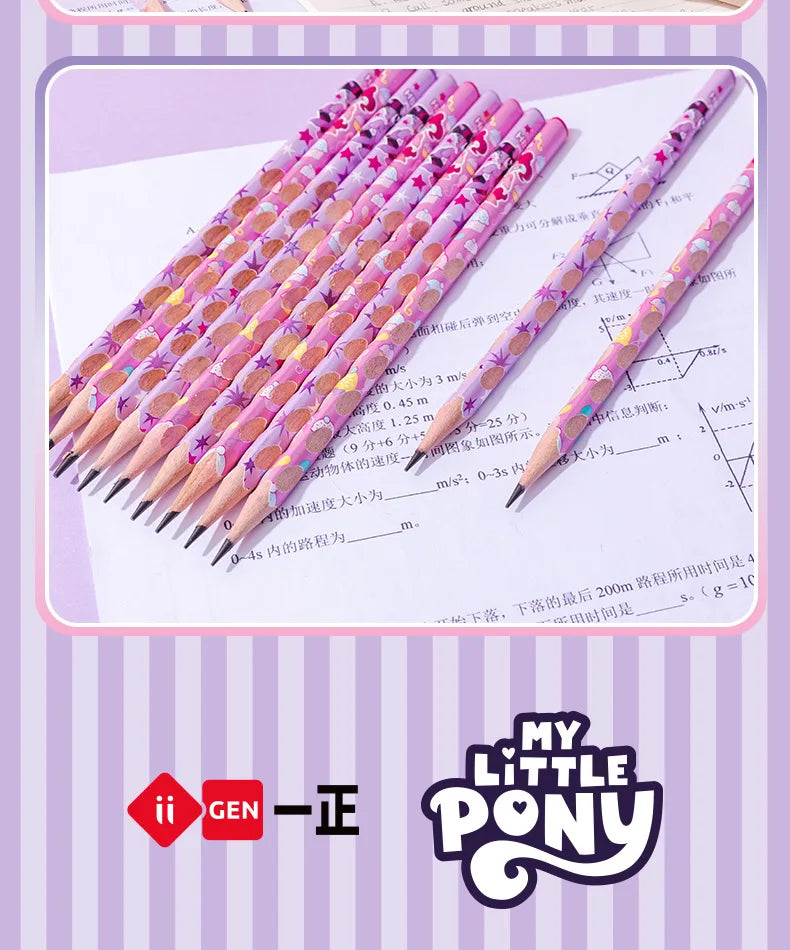 12pcs/box My Little Pony 2B Hole Pencil Kawaii Children Twilight Sparkle Applejack Pinkie Pie Student Wooden Pencil Stationery