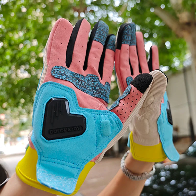 Summer Breathable Motorcycle Gloves Touch Screen Men Women MTB Bike Gloves Macaron Color Motorbike Riding Bicycle Gloves