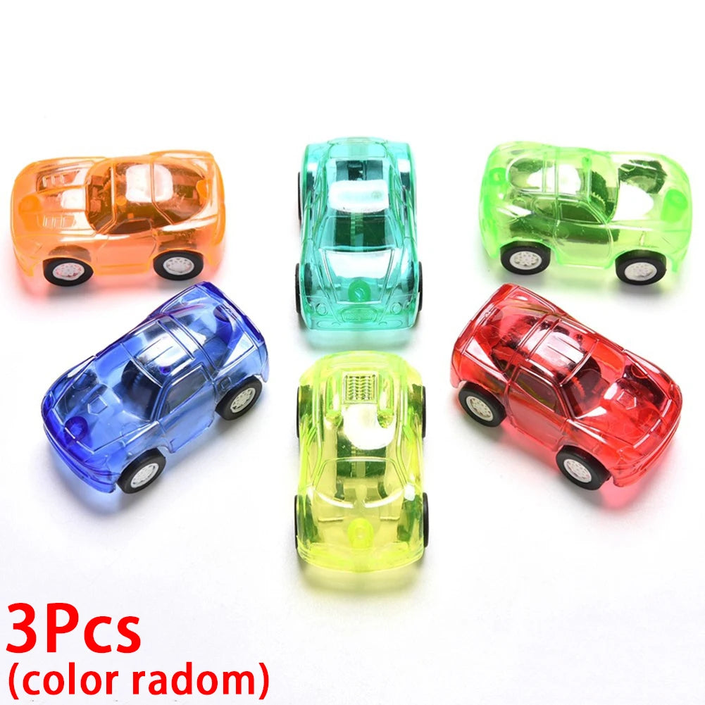 1/5Pcs Creative Mini Car Boys Kid Plastic Transparent Pull Back Car Truck Toys Vehicl Favor Party Educational Birthday Gifts