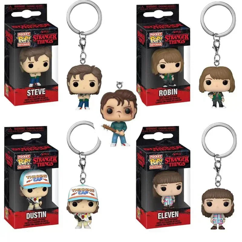 Funko Pop Pocket Pop Keychain Stranger Eleven Robin Barb Steve Dustin Key Ring Chain Model Toy Adults Children Gift Toys