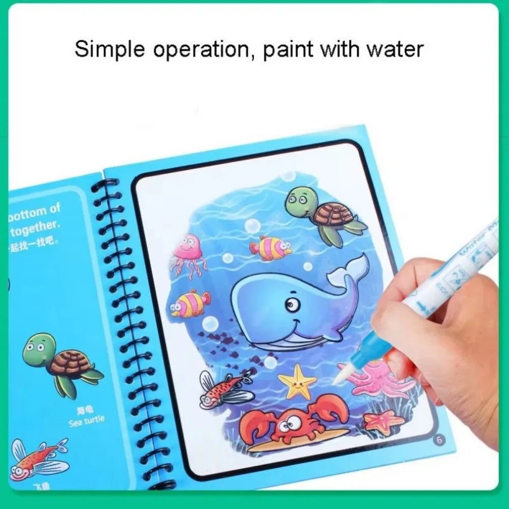 Cartoon Children Magic Book Animal Reusable Water Drawing Books DIY Coloring Books Education and Learning