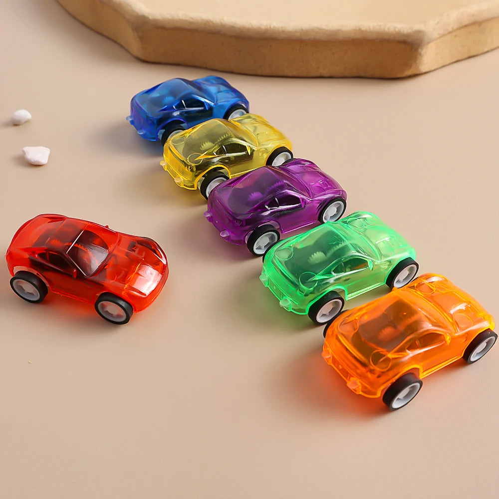 1/5Pcs Creative Mini Car Boys Kid Plastic Transparent Pull Back Car Truck Toys Vehicl Favor Party Educational Birthday Gifts