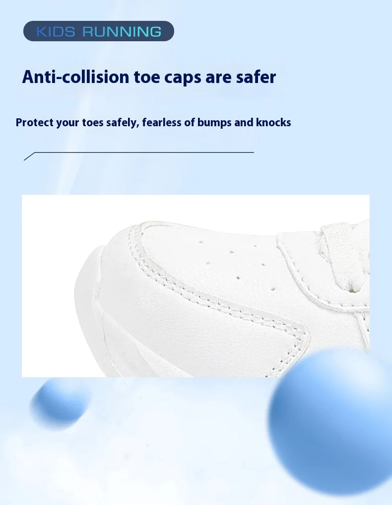 Children's school unisex white leather sneakers - non-slip,wear-resistant,youthful, versatile casual sports shoes