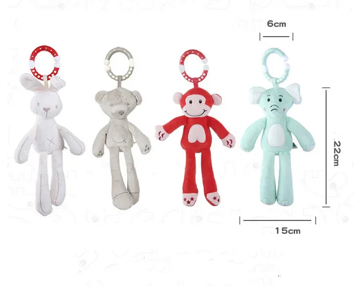 New Baby Rattles Mobiles Infant Toddler Toys Stroller Bed Hanging Rabbit Elephant Crib Hanging Bell Plush Toys for 0-12 Months