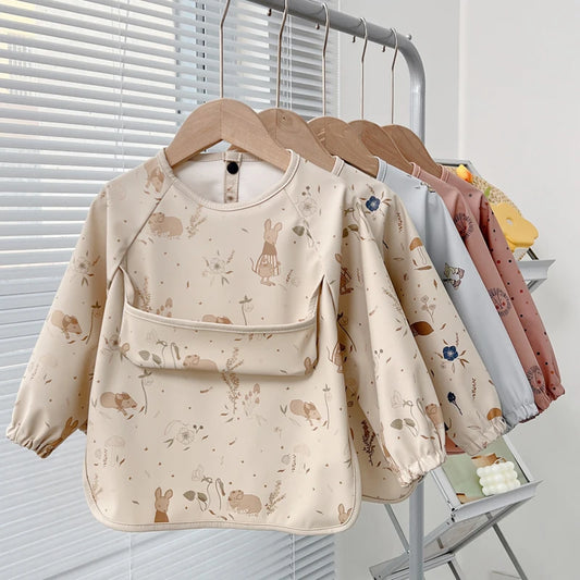 Cute Baby Bibs Toddler Baberos Bavoir Waterproof Long Sleeve Apron Cartoon Animals Children Feeding Smock Bib Baby Stuff 0-5Y