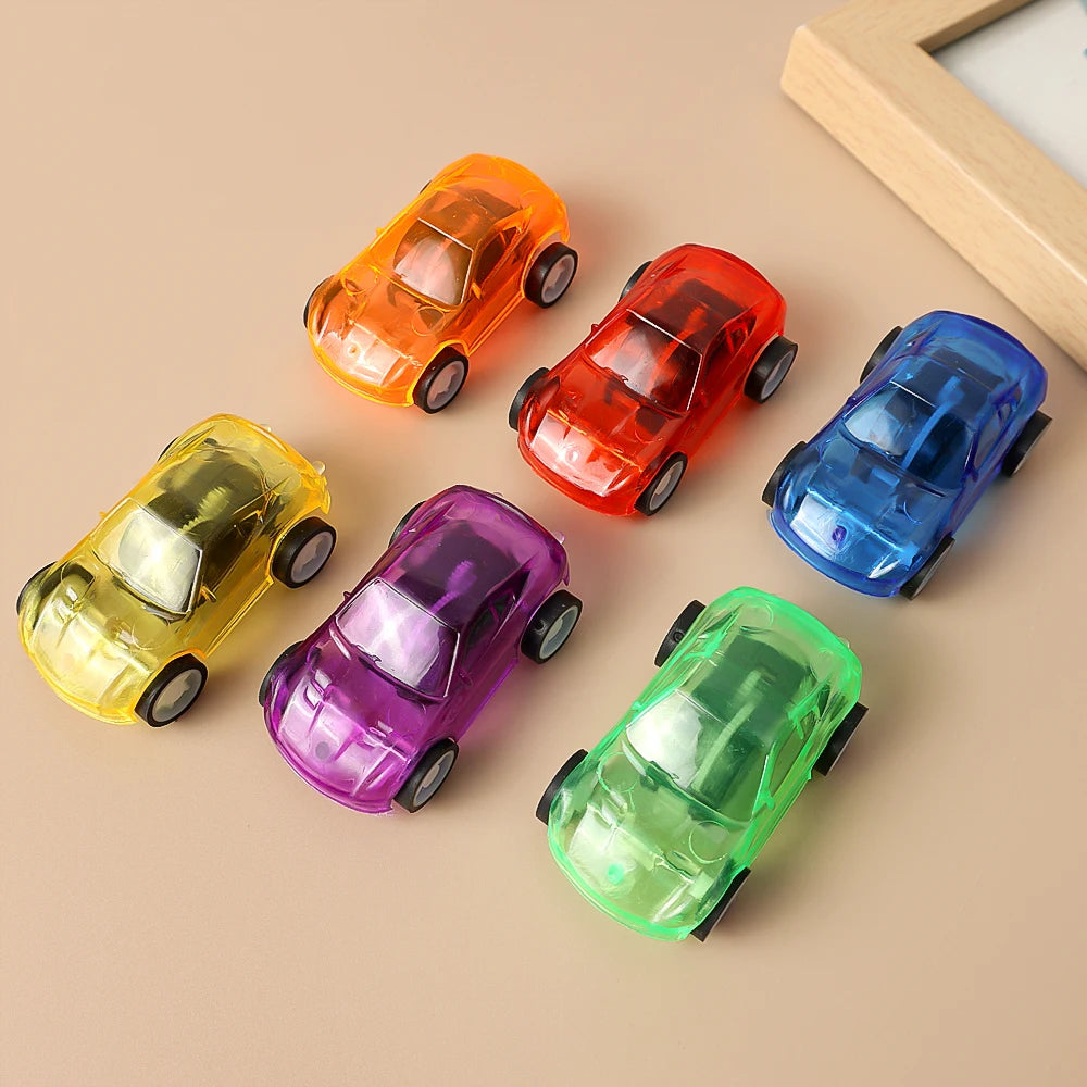 1/5Pcs Creative Mini Car Boys Kid Plastic Transparent Pull Back Car Truck Toys Vehicl Favor Party Educational Birthday Gifts