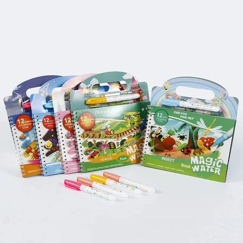 Magic Water Drawing Book - Reusable Montessori Toddler Toy, Mess-Free Painting for Early Education