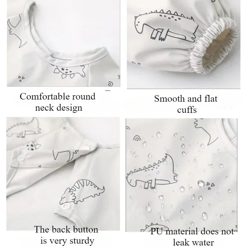 Baby Kids Toddler Long Sleeve Scarf Waterproof Art Smock Feeding Bib Apron Pocket Infant Boys Girls Burp Cloth Bandana Bibs