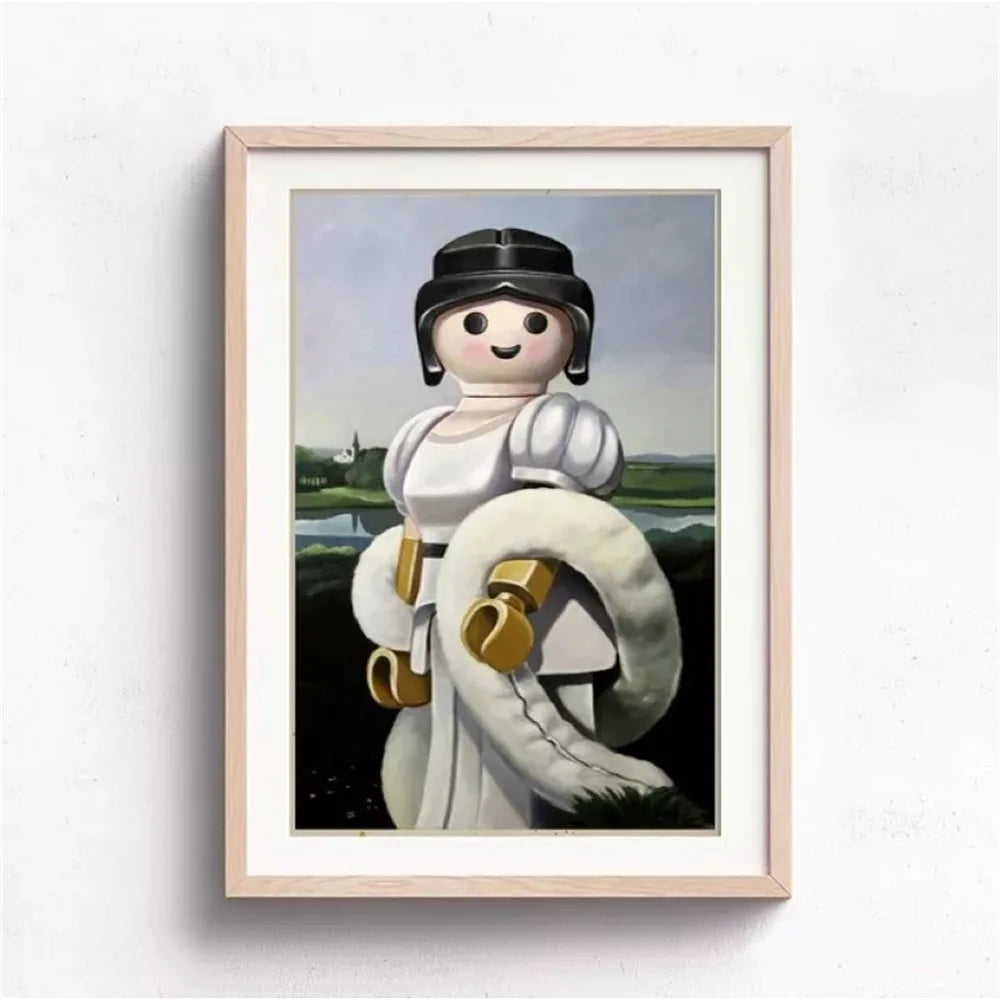 Abstract Funny Mona Lisa Legos Poster And Prints Cartoon Famous Painting Canvas Wall Art For Living Kids Room Home Decoration