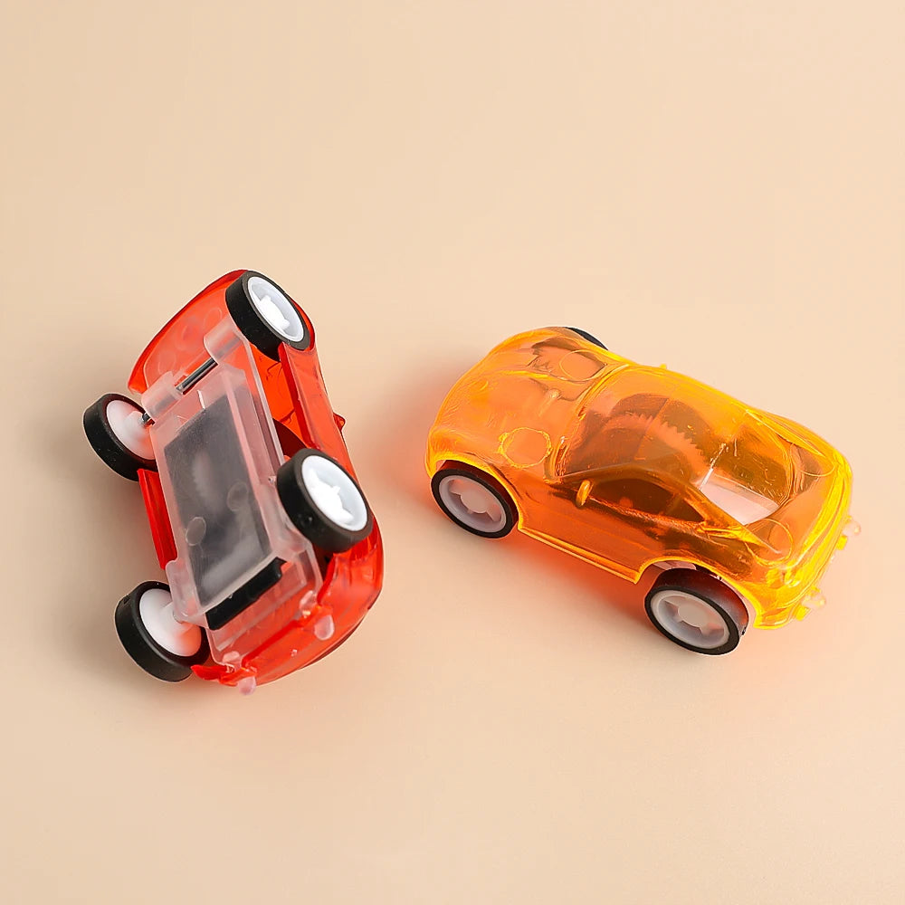 1/5Pcs Creative Mini Car Boys Kid Plastic Transparent Pull Back Car Truck Toys Vehicl Favor Party Educational Birthday Gifts