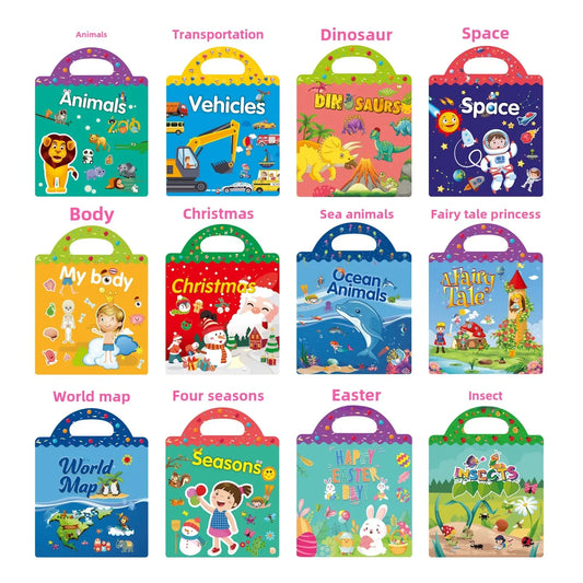 Reusable Jelly Sticker Book for Kids - Early Learning Fun with 2 Sizes & Various Themes