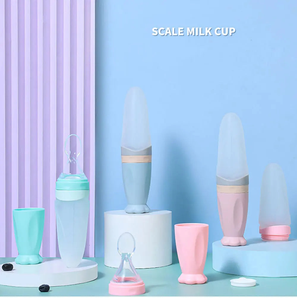 Infant Baby Squeezing Feeding Bottle Baby Silicone Baby Feeding Spoon Vegetable Fruit Feeding Spoon Rice Cereal Bottle Baby Dish