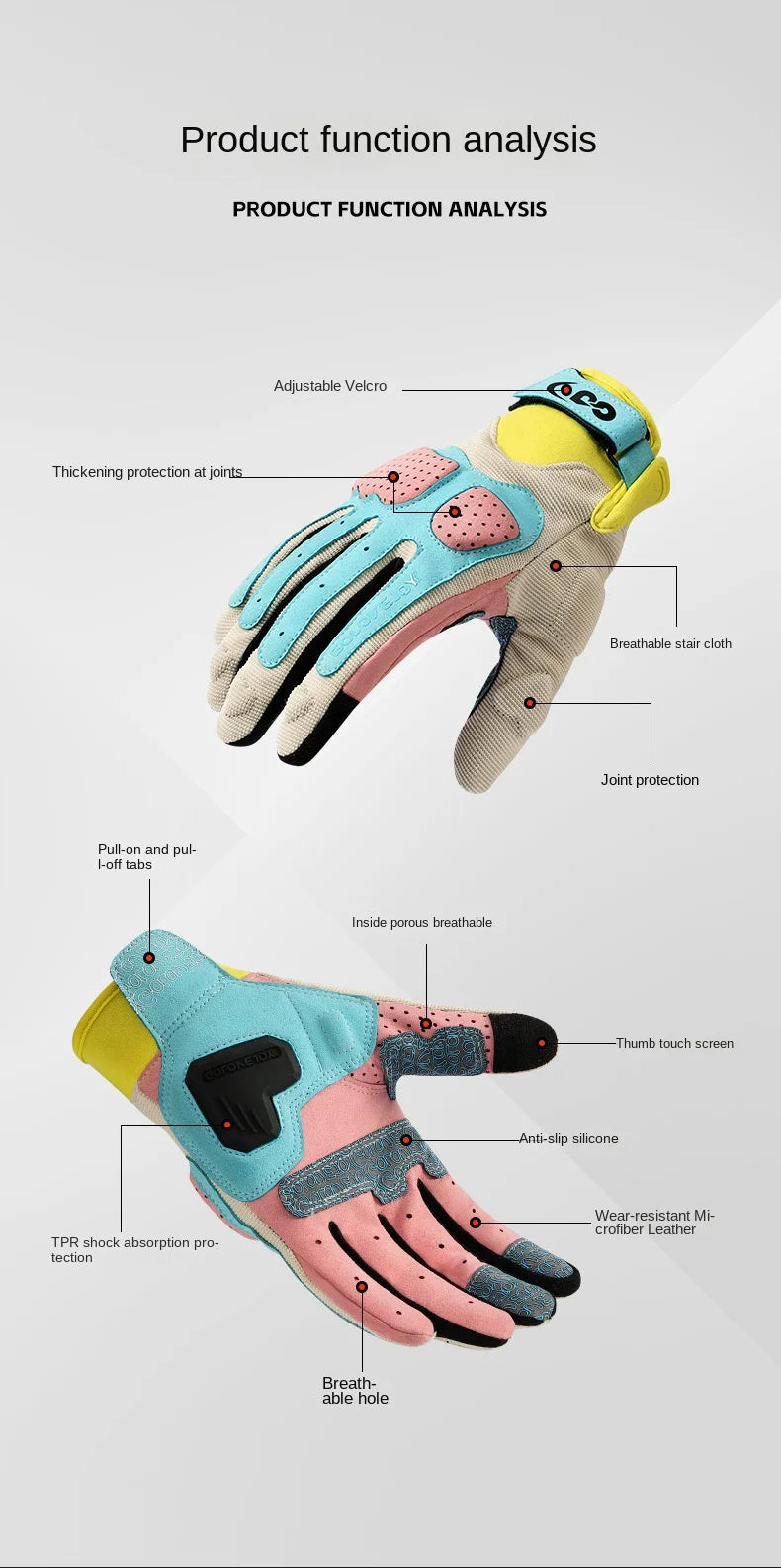 Summer Breathable Motorcycle Gloves Touch Screen Men Women MTB Bike Gloves Macaron Color Motorbike Riding Bicycle Gloves