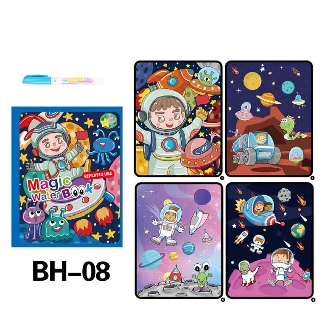 Magical Book Water Drawing Montessori Toys Reusable Coloring Book Magic Water Drawing Book Sensory Early Education Toys for Kids
