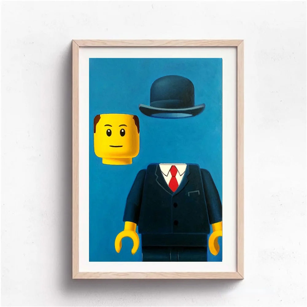Abstract Funny Mona Lisa Legos Poster And Prints Cartoon Famous Painting Canvas Wall Art For Living Kids Room Home Decoration