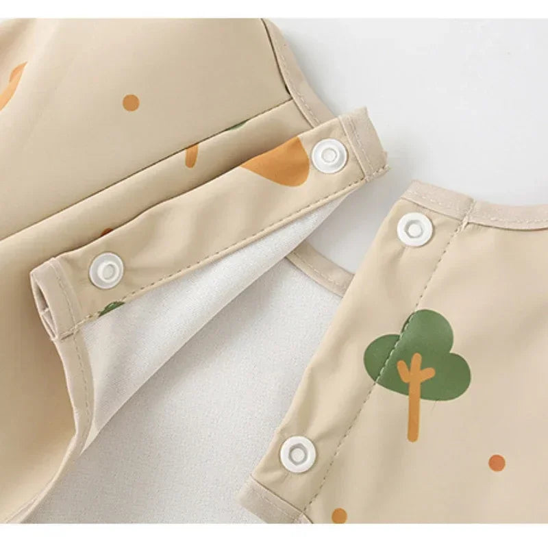 Baby Kids Toddler Long Sleeve Scarf Waterproof Art Smock Feeding Bib Apron Pocket Infant Boys Girls Burp Cloth Bandana Bibs