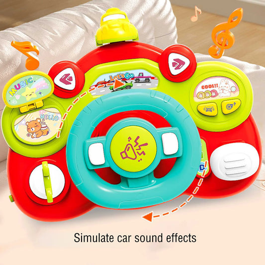 Children's Simulation Steering Wheel Multifunctional Cartoon Toy Simulation Car Driving Music Baby Puzzle Early Education Gift