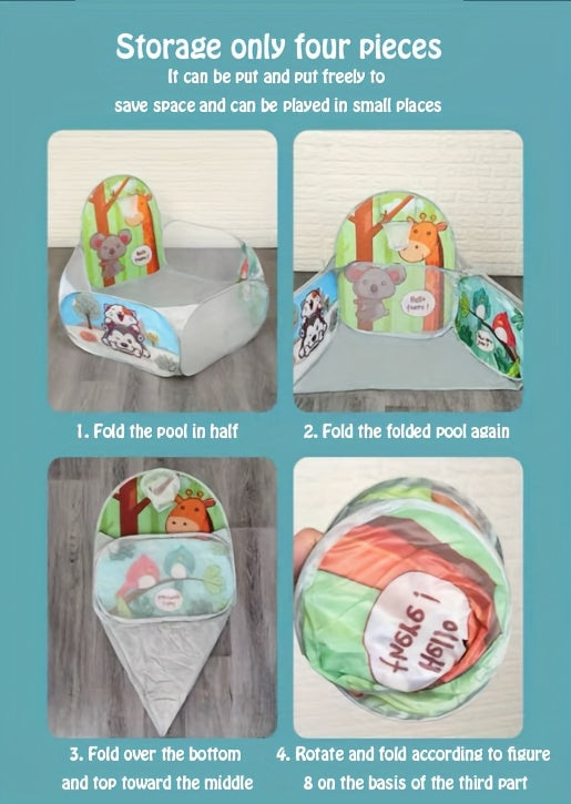 [Foldable Jungle Play Ball Tent] Large Foldable Sloth & Giraffe Jungle Play Ball Tent Pool - Durable Polyester & Steel Frame, Light Green with Colorful Balls - Ideal for Indoor/Outdoor Playgrounds